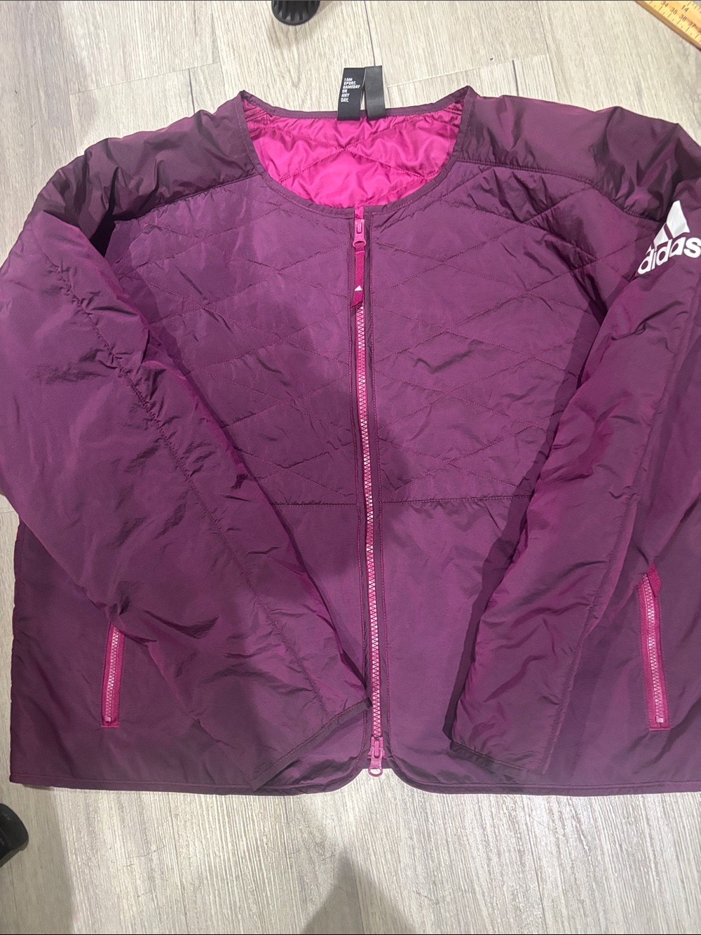 adidas Women's Quilted Zip-Front Jacket in Plum